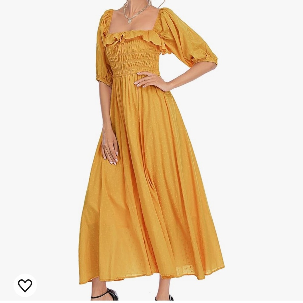 R. Vivimos Yellow Puff Sleeve Maxi